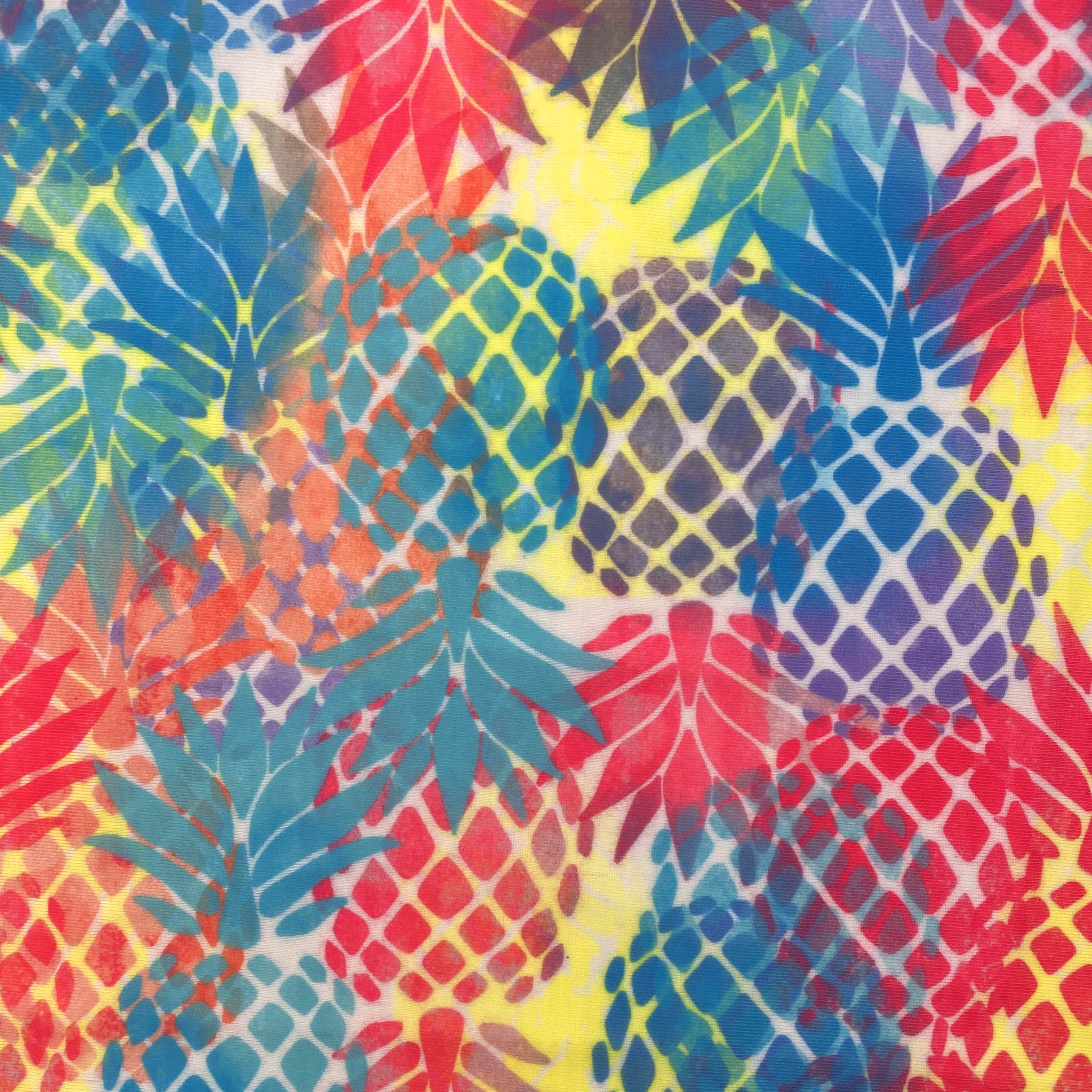 TEAL PINK KELTAINEN ANANAS PAINETTU POLYESTERIKANKAS